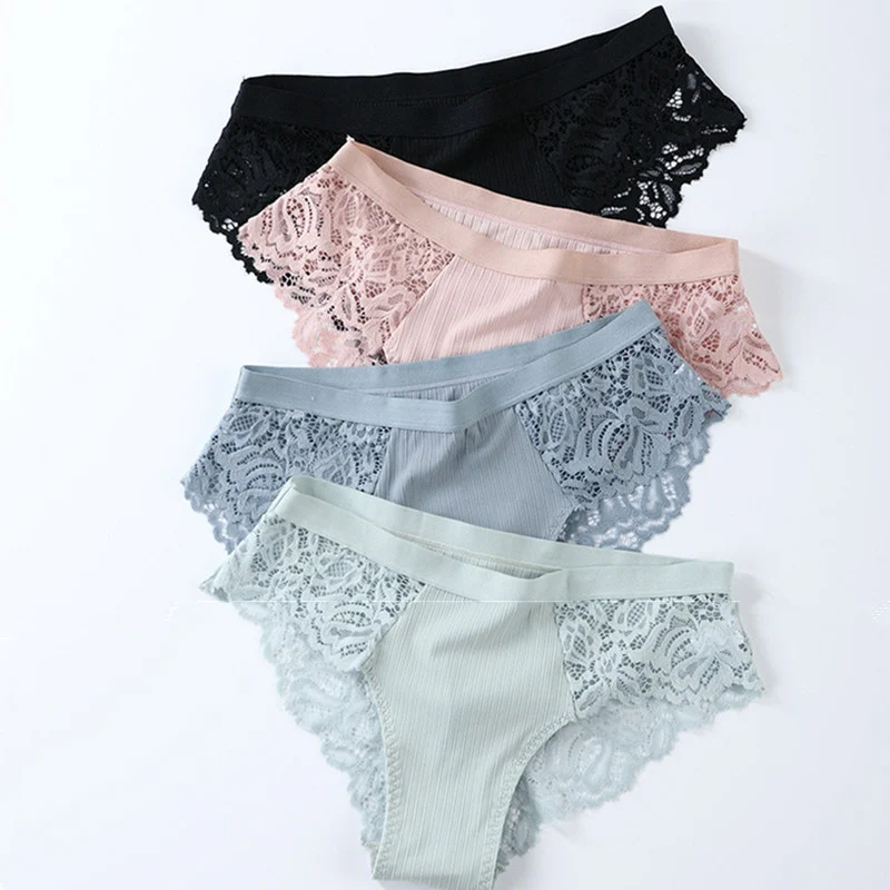 Lot de 3 Culottes féminines en coton à dentelle – Image 9