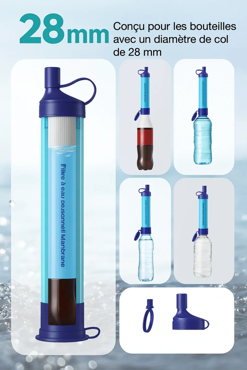 Filtre à Eau par Gravité 3L – Membrane Solutions | 0,1 Micron | Purificateur Portable avec Sangle & Sac – Camping, Survie, Urgence – Image 5